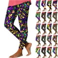 thumbnail image 1 of lcziwo Yoga Leggings for Women Mardi Gras Casual High Waisted Tummy Control Workout Leggings 2025 Carnival Fancy Mask Printed Tight Pants Multicolor XL, Today's Sales, 1 of 4
