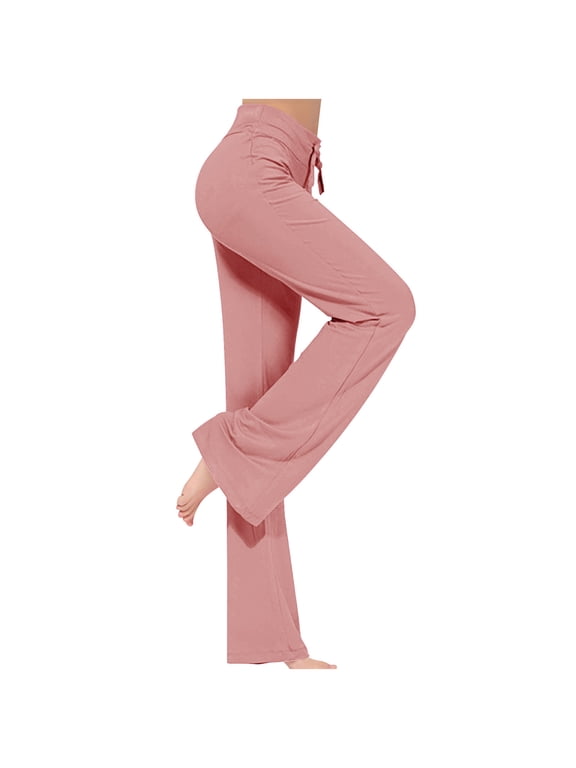 Yoga Pants Women Wide Leg Pants with Pockets High Waisted Workout Pant Flare Gym Leggings Tummy Control Lounge Trousers L