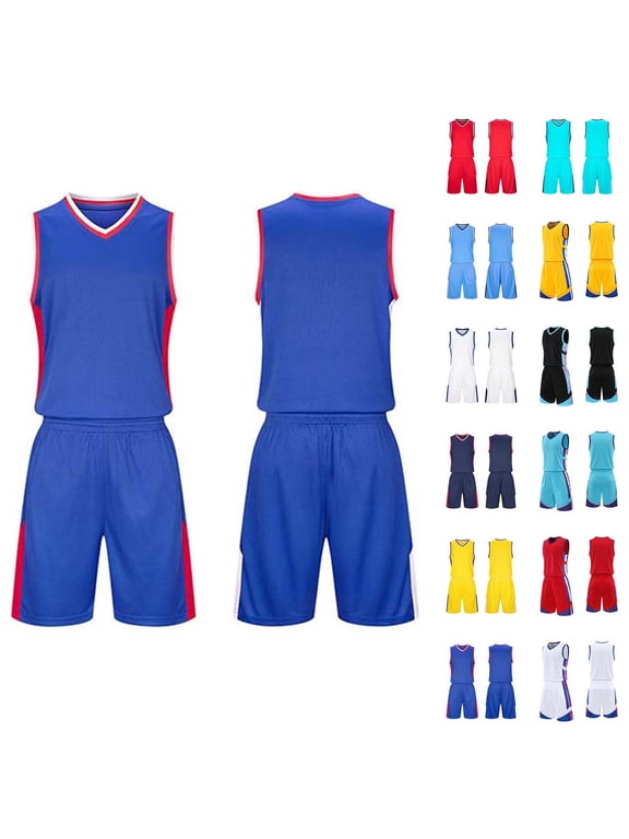 Youth Basketball Uniform Summer Lightweight Moisture-Wicking Kids Basketball Jersey & Shorts, School Team Practice Game Outfit White