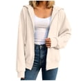 thumbnail image 1 of lcziwo Zip Up Hoodies for Women Casual Raglan Sweatshirts with Pockets Solid Color Drawstring Long Sleeve Winter Hoodie 2026 Beige,XXXL, 1 of 8