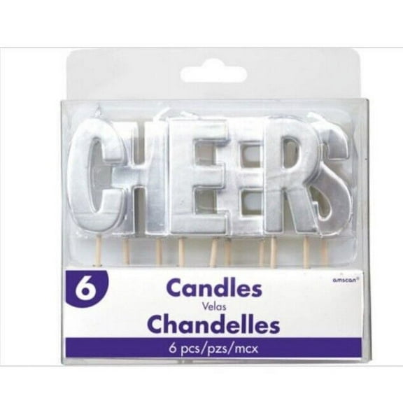 CHEERS Candle Set Of 6 Silver Letter Candles Great For Celebrating