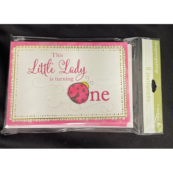 This Little Lady Is Turning One Lady Bug 8ct Invites