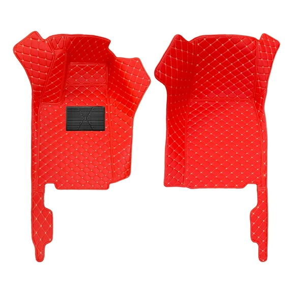 leadwolf 2Pcs Front Automotive Floor Mats Liners for Tesla Model X,2015-Present PU Leather Auto Liners All Weather Protection Automotive Interior Accessories Red