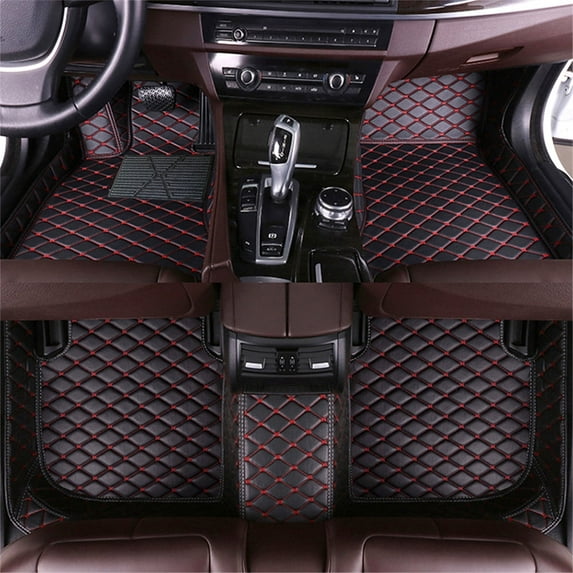 leadwolf Car Floor Mats Carpet Custom Fit for VW VorksWagen 2012-2015 5 Seats Carpet Protection All Weather PU Leather Auto Liners Anti-Slip Automotive Floor Mats Black Red