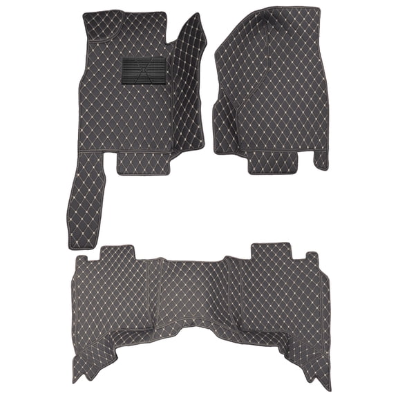 leadwolf Car Floor Mats Carpet for DQ for Dodge for RAM 2500 2011-2018 5 Seats Carpet Protection Floor Mats All Weather PU Leather Front & Rear Full Set Black Beige 3pc