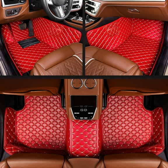 leadwolf Carpeted Car Floor Mats for Car for KIA forte Cerato K3 2018–Present 5 Seats Carpet Protection All Weather PU Leather 1st and 31nd Row Red with Packet 3pc