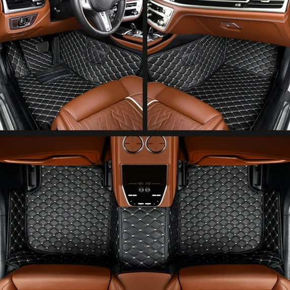 leadwolf Floor Mats for Chevrolet for Chevy Avalanche 2007–2013 5 Seats Carpet Protection All Weather PU Leather Front & Rear Full Set Black Beige with Packet 3pc