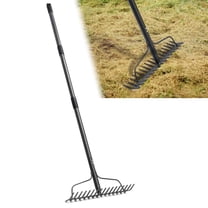 FENHRTVM Thatch Rake, 63in Adjustable Garden Rake, Heavy Duty  Rakes for Lawns,Gathering Leaf Loosening Soil, Black