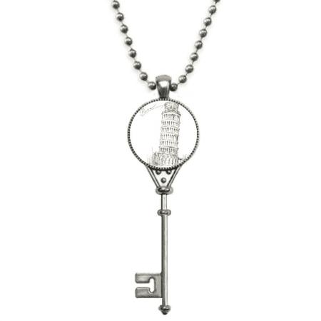leaning tower of pisa italy pisa pendant vintage necklsilver key jewelry