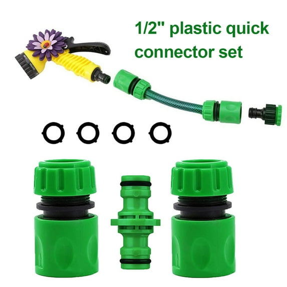 leaveforme 1/2 Inch Plastic Quick Connector Coupling Adapter Set for Garden Watering Hose