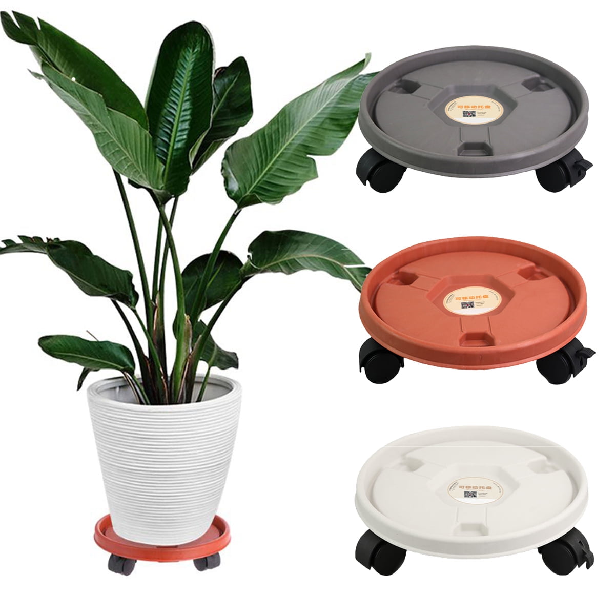 leaveforme 1 Pack Plant Caddy, Round Potted Plant Stand on Wheels
