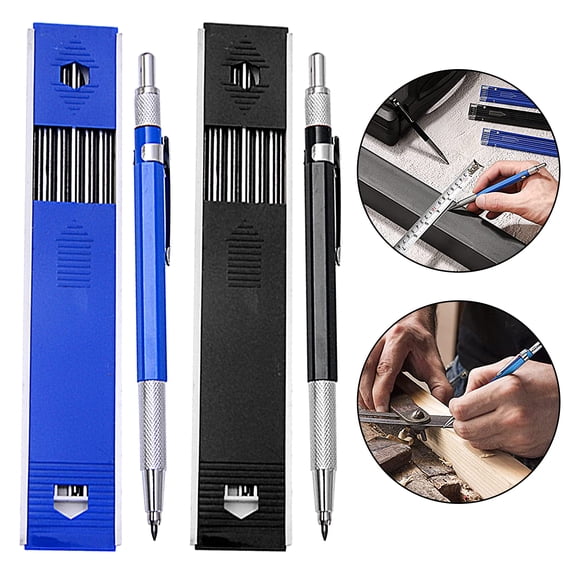 leaveforme 1 Pieces Solid Carpenter Pencil with 6 Refill,Mechanical Pencil Marker Marking Tool for Carpenter Woodworking Architect