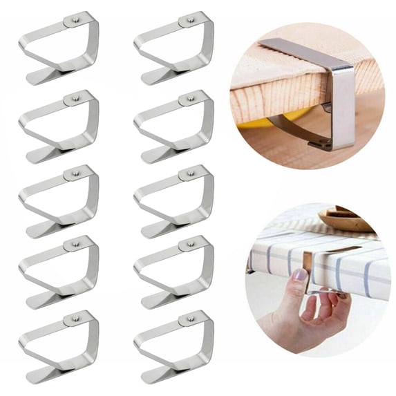 leaveforme 10Pcs Tablecloth Clips,Picnic Table Cloth Cover Clamps Holder Stainless Steel for Outdoor, Patios, Camping, Wedding, Party