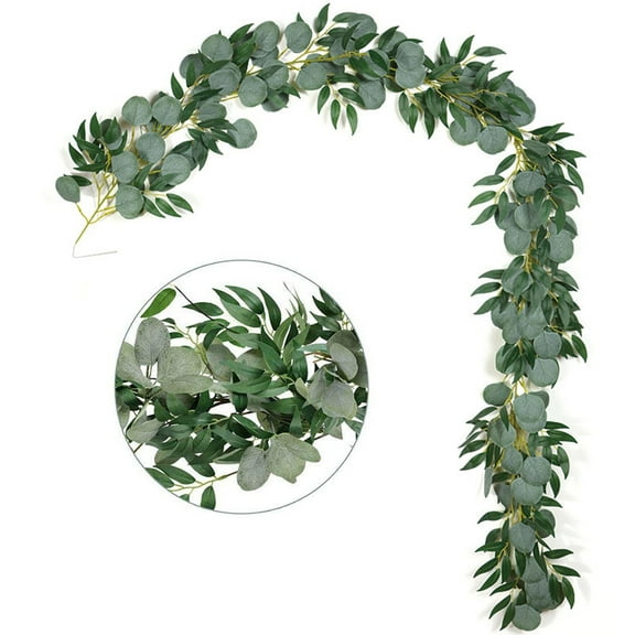 leaveforme 1PCS Artificial Eucalyptus Willow Garlands, Leaf Greenery Garland for Baby Bridal Shower Centerpieces Party Balloon Cake Thanksgiving Halloween Christmas Table Decorations