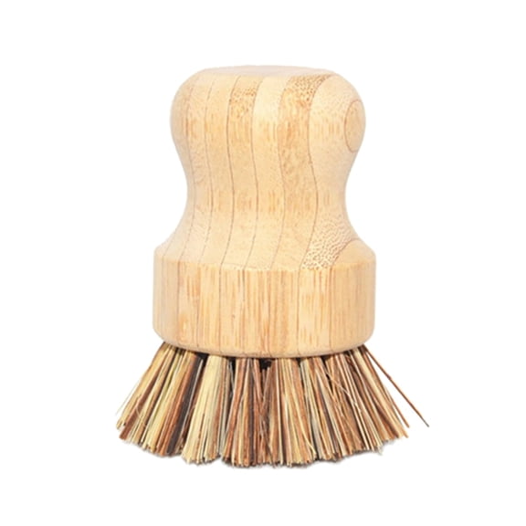 leaveforme Bamboo Dish Scrub Brushes, Kitchen Wooden Cleaning Scrubbers for Washing Cast Iron Pan/Pot, Natural Sisal Bristles
