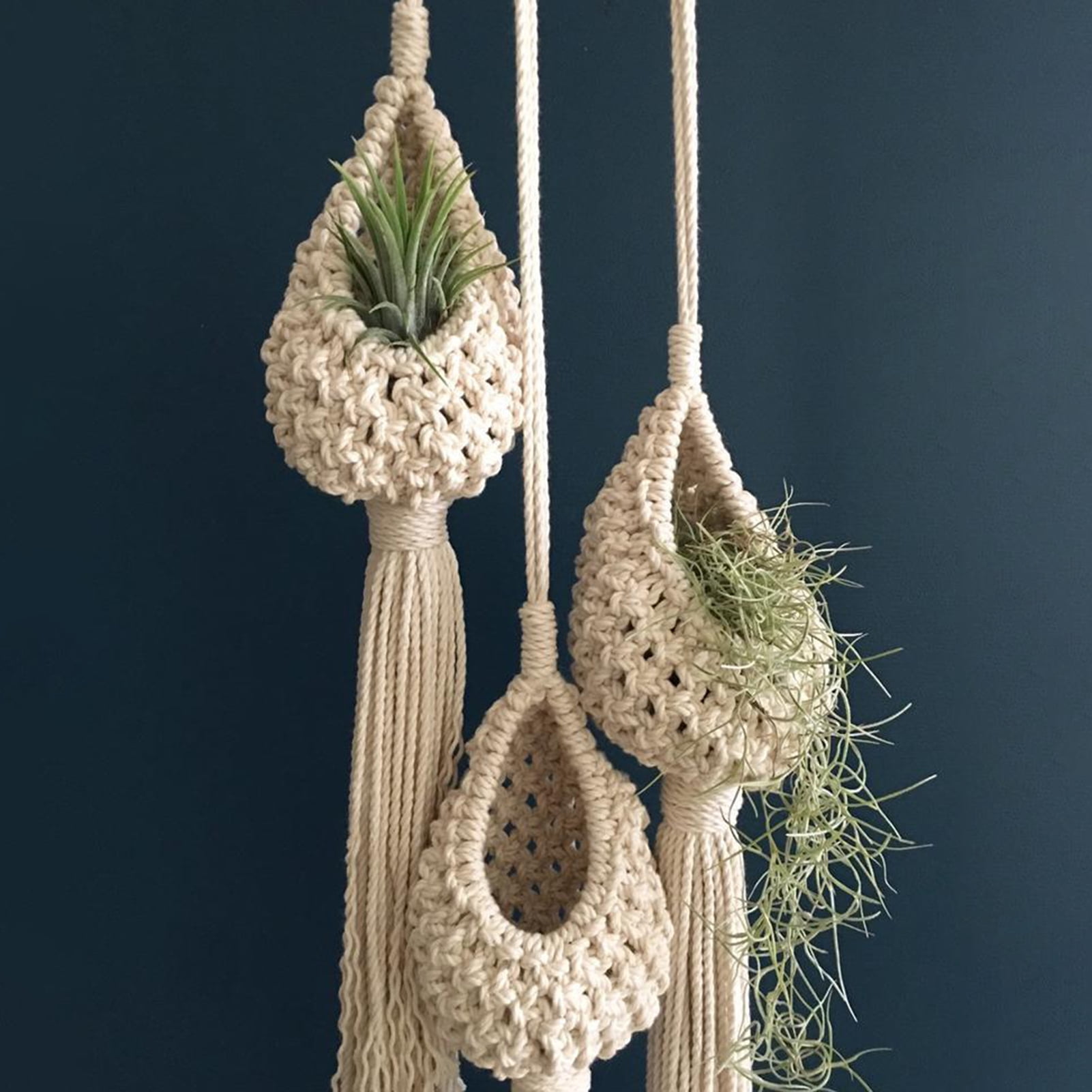 Leaveforme Bohemian Macrame Plant Hangers Indoor Flower Pot Holder Rope Hanging Planter Basket for Wall Home Decor, Style#A