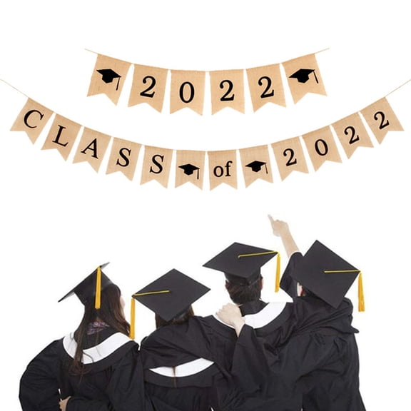 leaveforme Graduation Burlap Banner Congrats Grad Rustic Jute Burlap Garland 2022 Grad Party Mantel Fireplace Wall Hanging for Home Graduation Party Classroom College Senior Prom Decorations
