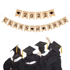 FOULEZRE Graduation Burlap Banner Congrats Grad Rustic Jute Burlap Garland 2022 Grad Party Mantel Fireplace Wall Hanging for Home Graduation Party Classroom College Senior Prom Decorations