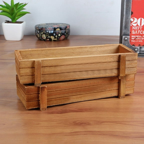 leaveforme Wood Planter Box Garden Yard Rectangle Flower Succulent Container Plant Pot