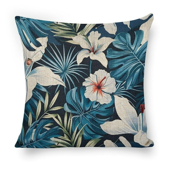 leaves flowers tropical Linen toss pillowcase decoration pillowcase gifting preferred 24x24 inch cushion cover sofa pillowcase sofa bedroom living room car
