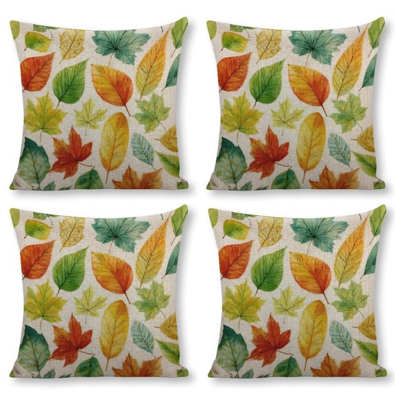 leaves watercolor Linen toss pillowcase decoration pillowcase gifting preferred 18x18 inch cushion cover 4 sets sofa pillowcase sofa bedroom living room car