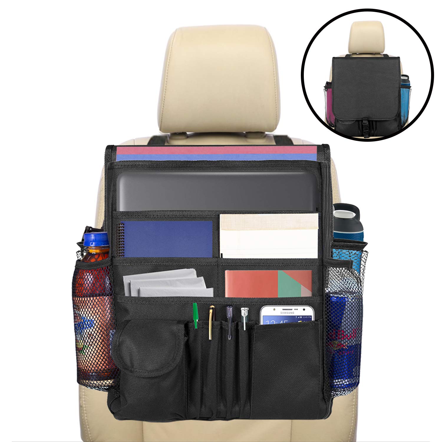 lebogner Car Organizer, Front Seat Storage Organizer, Small Driver Accessories Travel Car Office Organizer, Backseat Organizer with Large Secured Pockets, Car Seat Caddy, for Adults and Kids - image 1 of 6