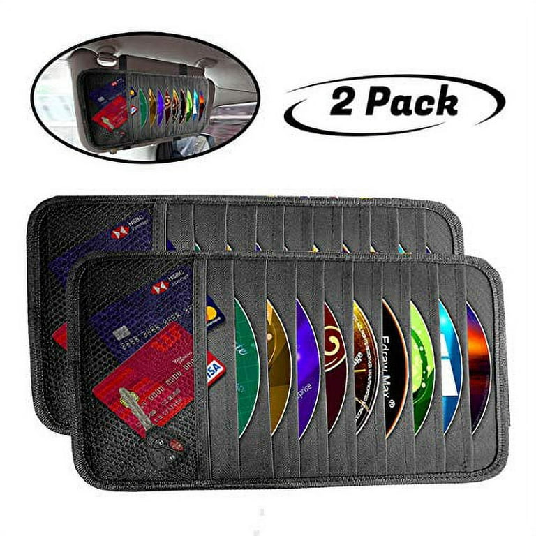 lebogner Car Sun Visor CD Holder and Vehicle Organizer, 2 Pack Auto  Interior Accessories 10 Pocket CD, DVDs Storage Case, Registration,  Document and