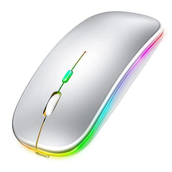 led Wireless Mouse for MacBook Air MacBook Pro Mac iMac Laptop Chromebook Win8/10 Desktop Computer (LED Silver)