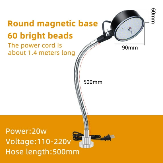 led Workshop Working Lamp  12W 110-220V  Flexible L40cm gooseneck  Magnetic Base LED Work Lamp for Workbench Lathe Drill Press