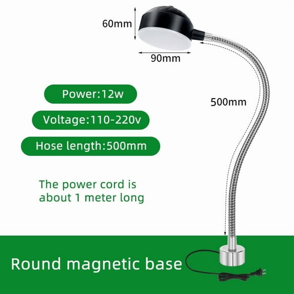 led Workshop Working Lamp  12W 110-220V  Flexible L40cm gooseneck  Magnetic Base LED Work Lamp for Workbench Lathe Drill Press