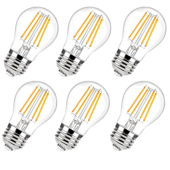 Sinvic 6 Pcs A15 LED Ceiling Fan Light Bulb, 6W(60W Equivalent) 120V, E26 Base, Dimmable, 600LM 2700K Warm White