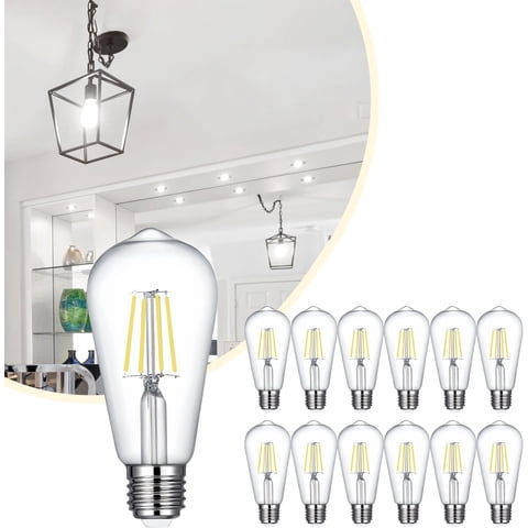 Sinvic 12Pcs ST19 LED Vintage Edison Bulb, Dimmable, 6w(60w equivalent),E26 Base, 2700K Warm White, Antique Filament Bulb for Pendant, Chandelier, Decorative Light