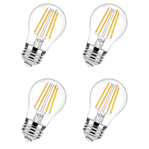 Sinvic 4 Pcs A15 LED Ceiling Fan Light Bulb, 6W(60W Equivalent) 120V, E26 Base, Dimmable, 600LM 2700K Warm White