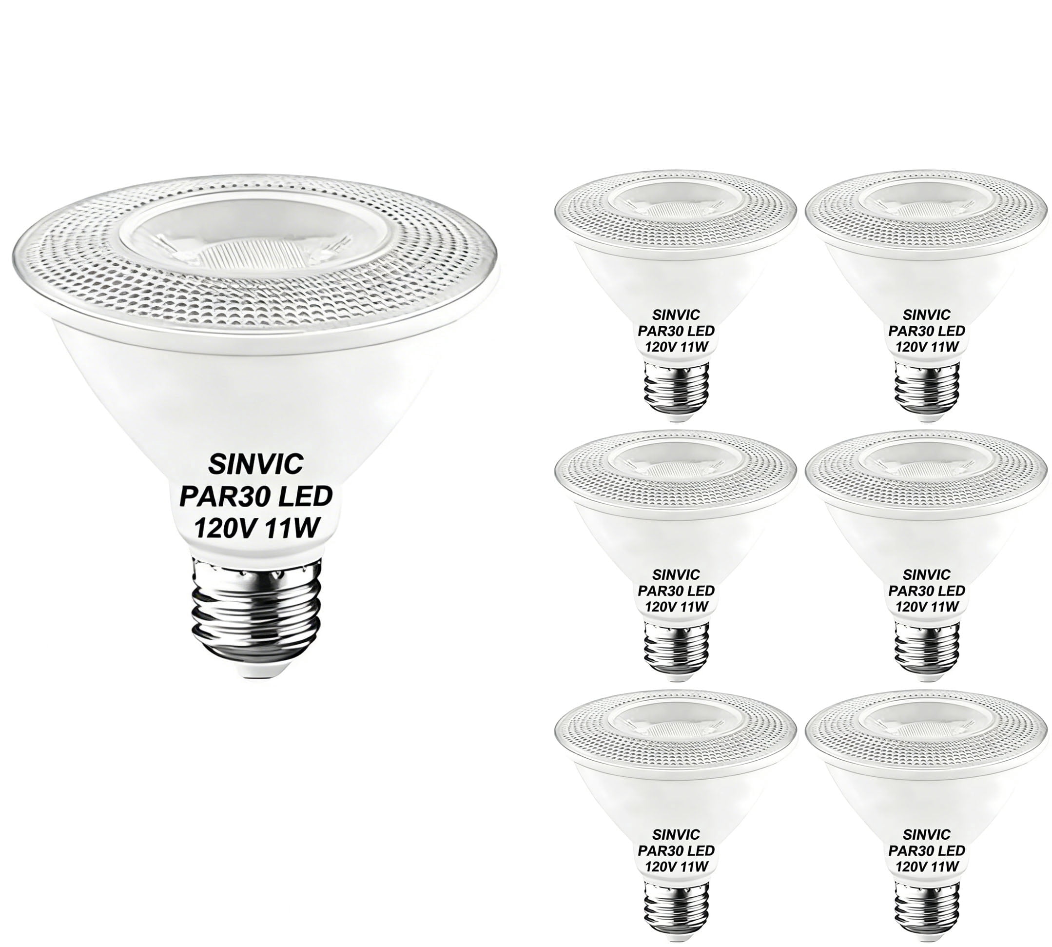 Sinvic PAR30 Short Neck LED Bulb 11W (75W Equivalent) 2700K Warm White Dimmable E26 Flood Light 6 Pack