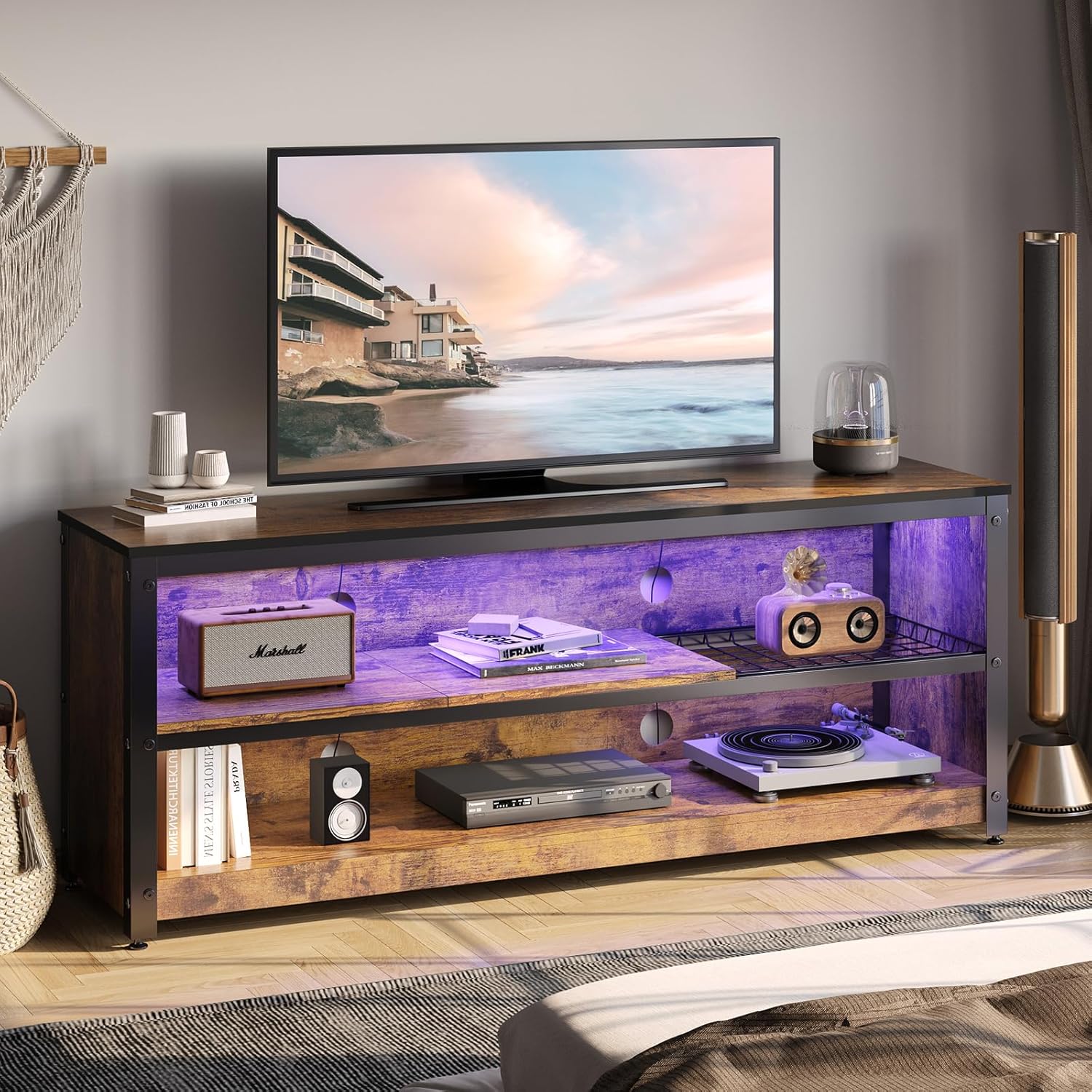 **led tv stand for 55/60 inch tvs, gaming entertainment center with ...