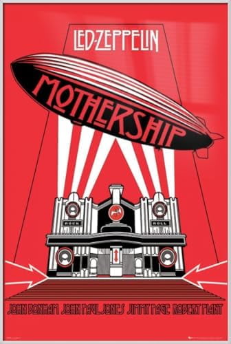 led zeppelin - framed music poster (mothership - album cover) (size: 24 ...