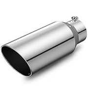 ledkingdomus 4" Inlet 6" Outlet 15" Long Truck Diesel Stainless Steel Exhaust Tip Bolt-On