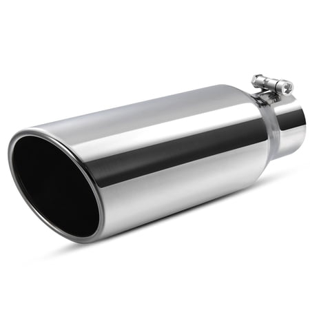 ledkingdomus Stainless Steel Exhaust Tip 2.5" Inlet 4" Outlet 12" Long Tailpipe Angle Cut 2pc