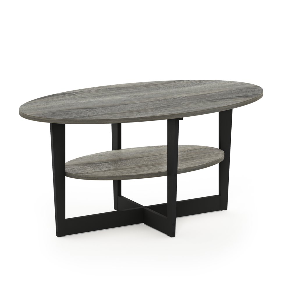 leecrd JAYA Oval Coffee Table French Oak Grey/Black