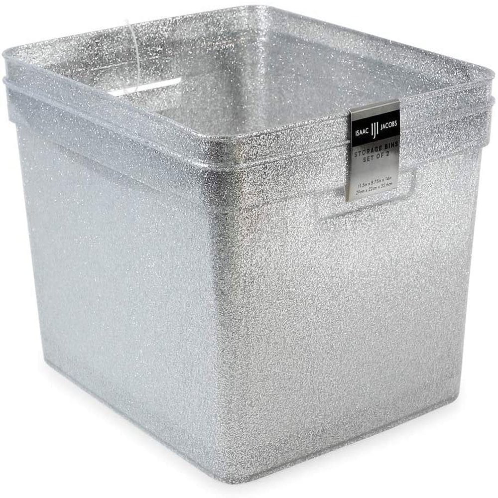 leecrd Jacobs 2Pack Large Gold Glitter Storage Bin Set with CutOut