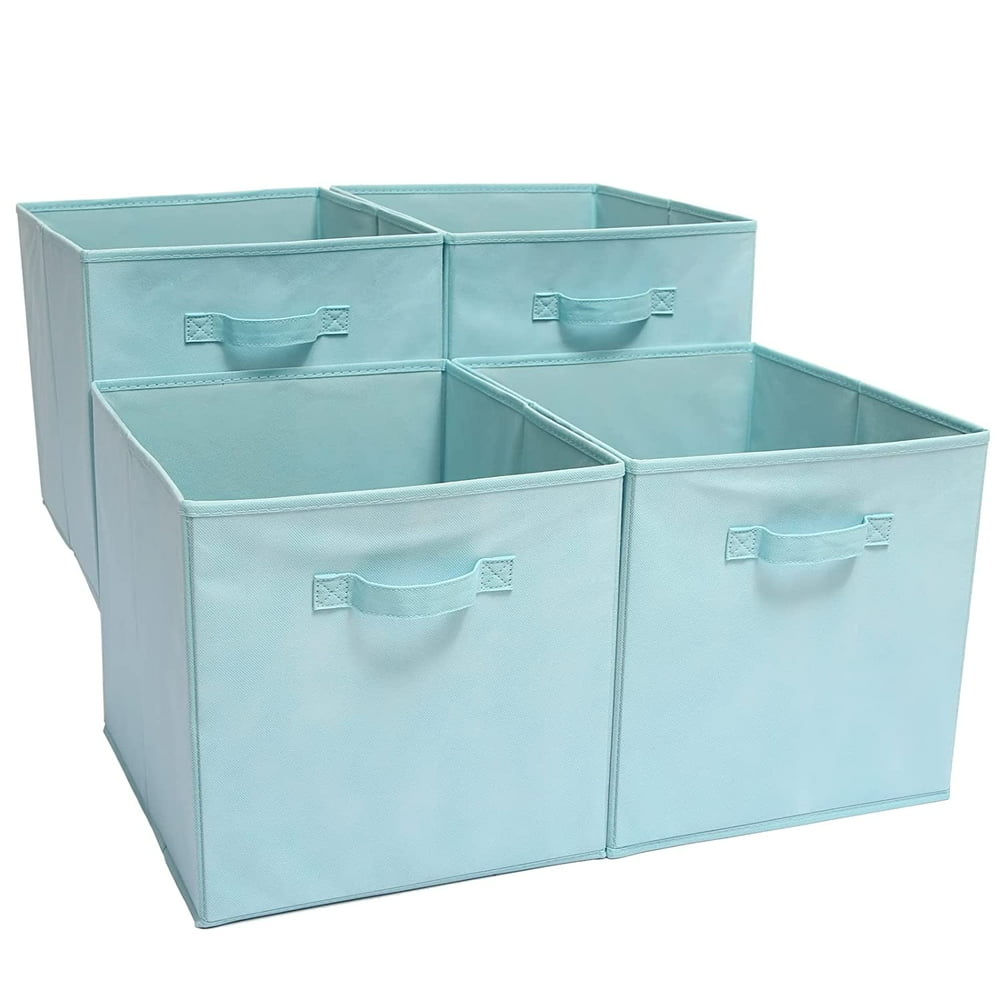 leecrd Set of 4 Foldable Fabric Basket Bin Collapsible Storage Cube Boxes for Nursery Toys (13 x