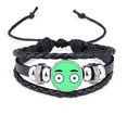 thumbnail image 1 of leer shock startle eyes bracelet braided leather woven wristband, 1 of 3
