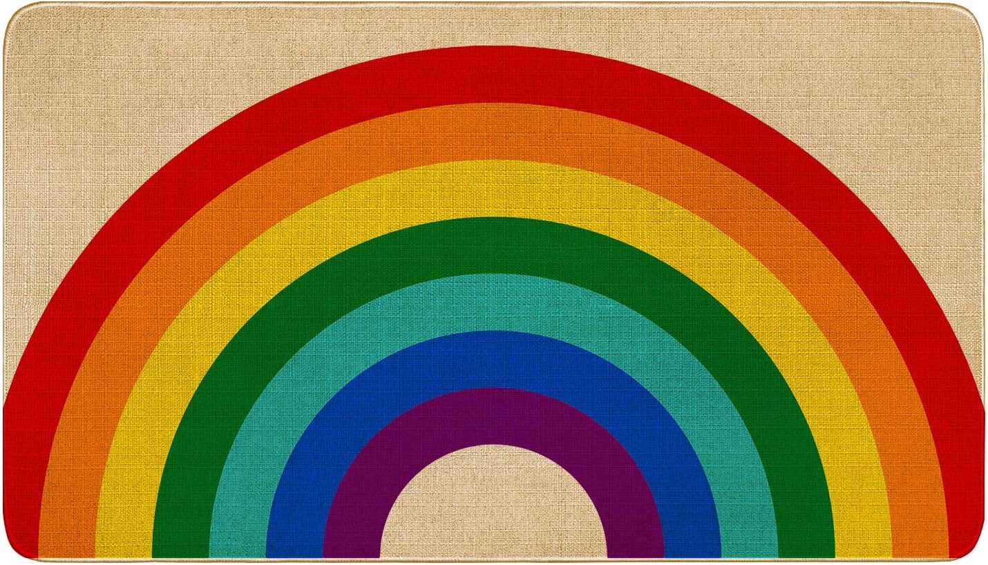 leevon Rainbow Doormat Outdoor Indoor,Cute Pride Door Mat Color Front Door Decor Mat Rug,Welcome Entrance Floor Mats,17 x 30 in 17x30 inches