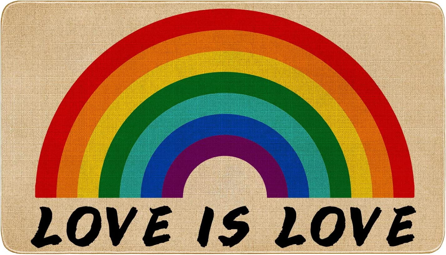 leevon Rainbow Doormat Outdoor Indoor,Cute Pride Door Mat Color Front Door Decor Mat Rug,Welcome Entrance Floor Mats,17 x 30 in, 17x30 inches