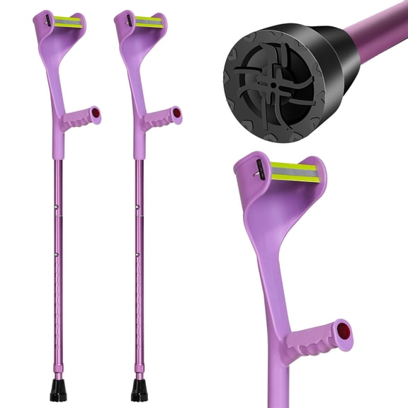 lefeke-Forearm Crutches Pair, Folding Forearm Crutches Lightweight Adjustable，with Rubber Handles, Comfortable Grip and Wear-Resistant, Non-Slip Forearm Crutches for Heavy Duty (2-Pack Purple)