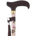 thumbnail image 1 of legant Adjustable Folding Cane - Lily & Butterfly Derby, Dark Beechwood Handle, Gold Collar, Tan Shaft with Pink & White Lilies, Monarch & Swallowtail Butterflies, Perfect Spring Accessory, 1 of 8