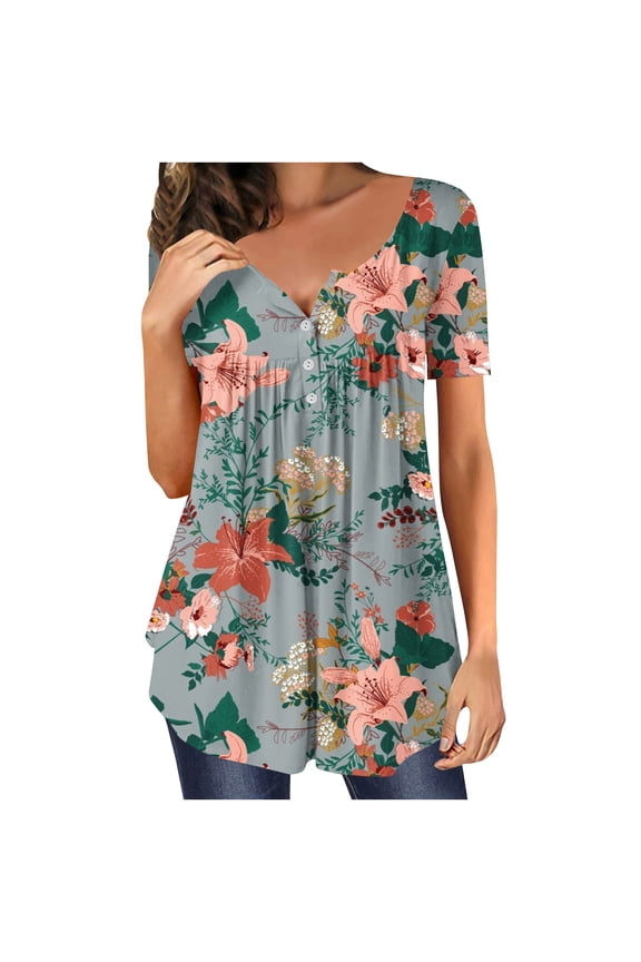 leggings with pockets for women plus size Womens Tops Hide Belly Tunic 2023 Summer Short Sleeve Tees Cute Flowy Shirt Casual Dressy Blouse To Wear With Leggings camisas de trabajo para hombre