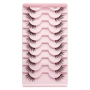 leiYoun Eyelashes eyelashes magnetic lashes New Half Cut False Eyelash Transparent Stem 10 Pair Occidental Eyetail Lengthened Half Eye Natural Dense Eyelash