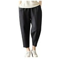 thumbnail image 1 of leijia Cotton Linen Capris for Women Elastic Waisted Solid Color Tapered Ankle Pants Casual Plus Size Capri Pant with Pockets, 1 of 4