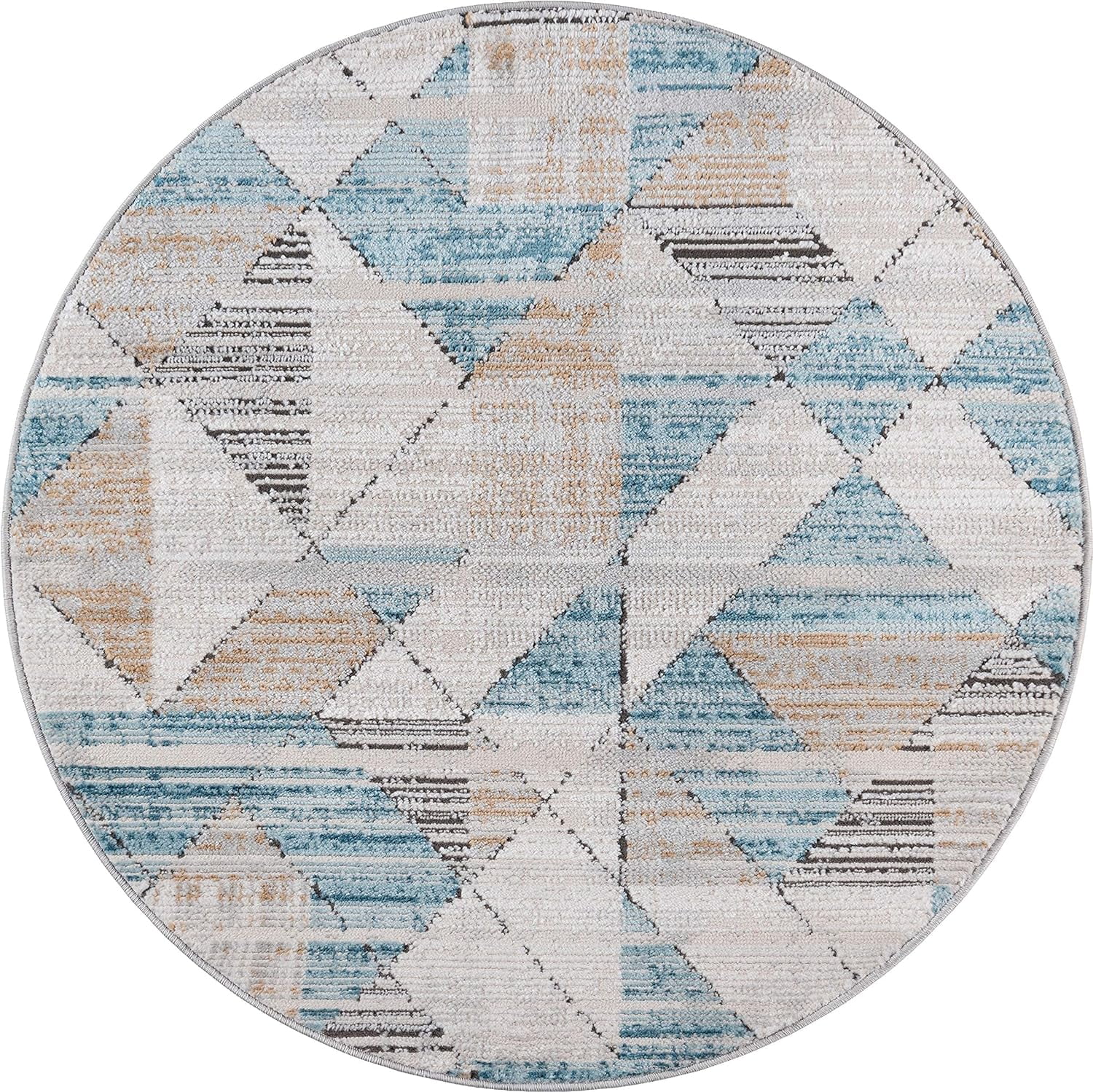 leipzig collection round rug 3 ft round blue lowpile rug perfect for